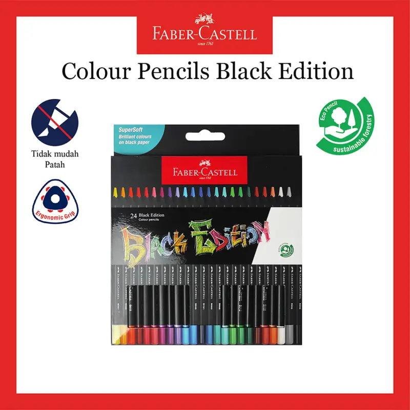Pensil Warna Faber-Castell Black Edition 12 24 36 Colour Pencils 2
