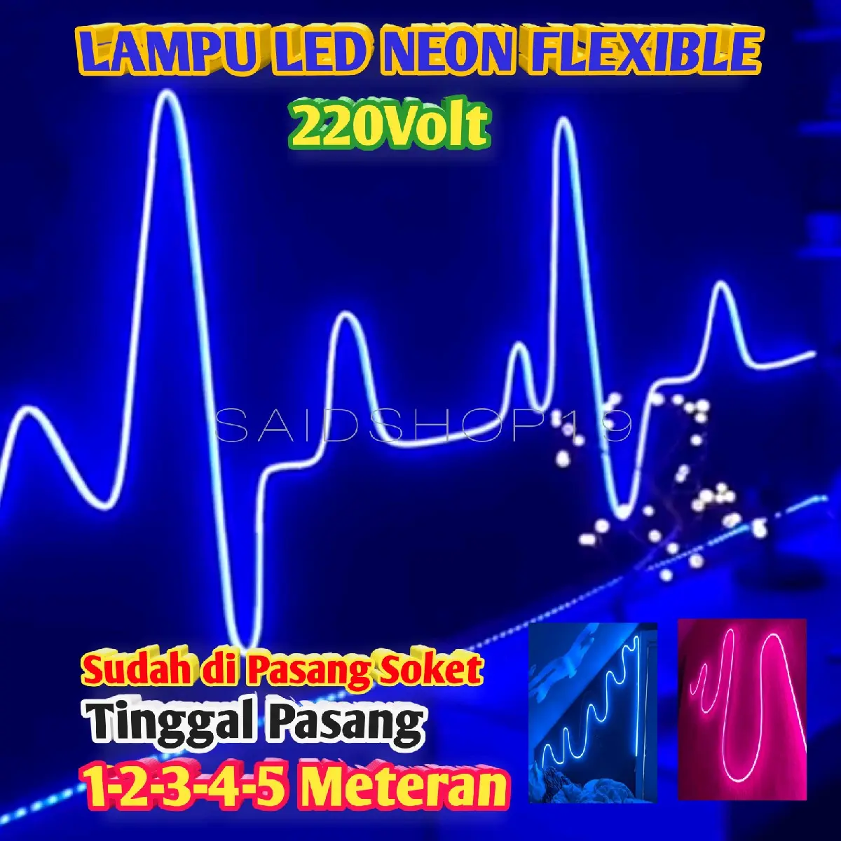 COD Lampu hias Led Neon Flex 220V 1 2 3 4 5M sudah+soket Lampu Detak Jantung Variasi Kamar Pelapon Aesthetic