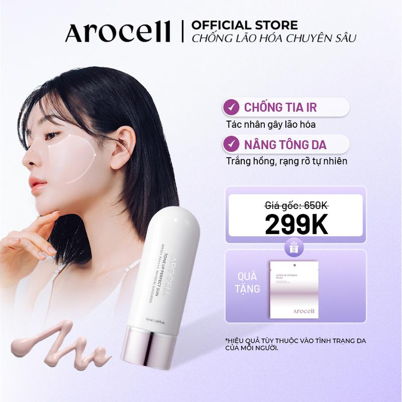 AROCELL Kem Chống Nắng Tone Up Perfect Sun Chống Tia UVA UVB Ánh Sáng Xanh Tia Hồng Ngoại SPF 50 PA++++ Skincare Sunscreen Làm Đẹp Chăm Sóc Da Sun Cream kcn arocell
