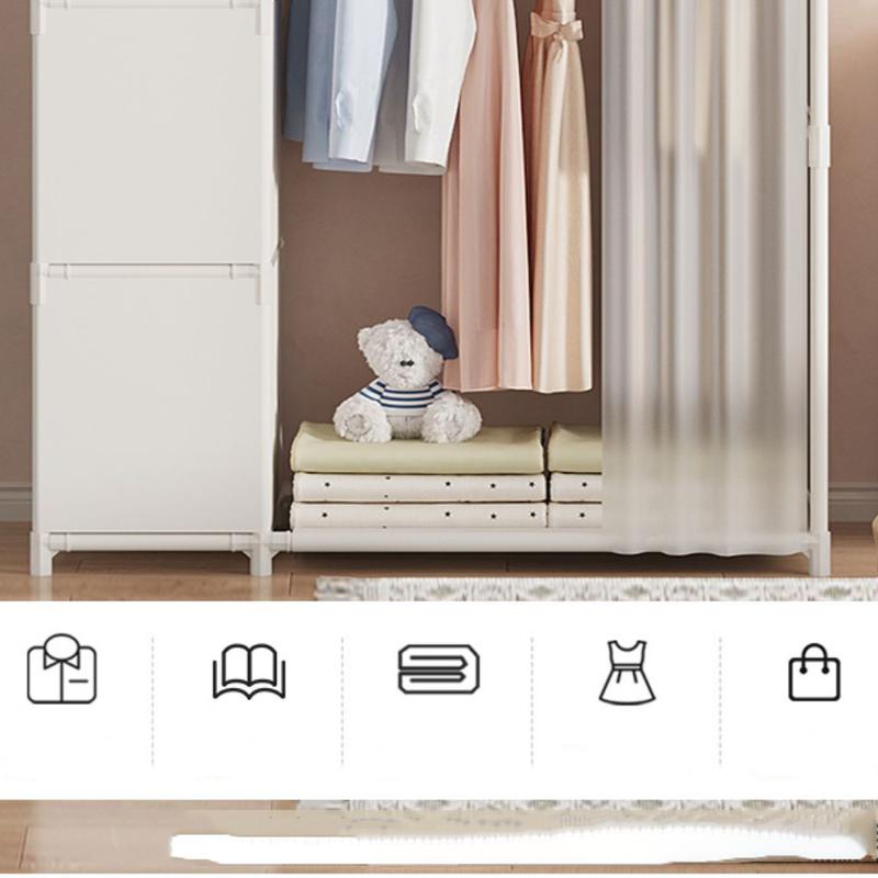 COD SJ Wardrobe Lemari Pakaian Minimalis Rak Multifungsi 2 in 1 Gorden - HM2 Terbaru 3
