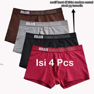 Paket Boxer Celana Dalam Pria Dewasa dan Remaja 4PCS Bahan Katun Spandeks Karet Elastis Lembut Nyaman priamurah Paket Boxer Celana Dalam Pria Dewasa dan Remaja 4PCS Bahan Katun Spandeks Karet Elastis Lembut Nyaman priamurah