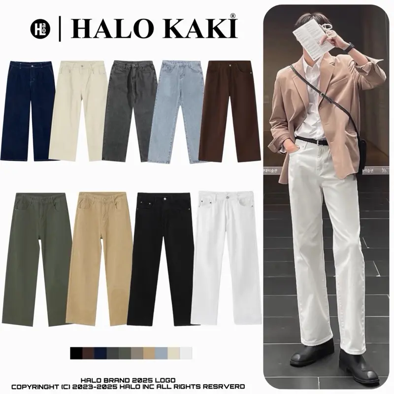 [FULL MÀU] JEANS BAGGY TRƠN TRẮNG/ĐEN/NÂU/XANH/KEM/RÊU/BE - QUẦN JEANS (FORM BAGGY) ỐNG RỘNG SUÔNG CHẤT DÀY UNISEX -  [HALO KAKI]