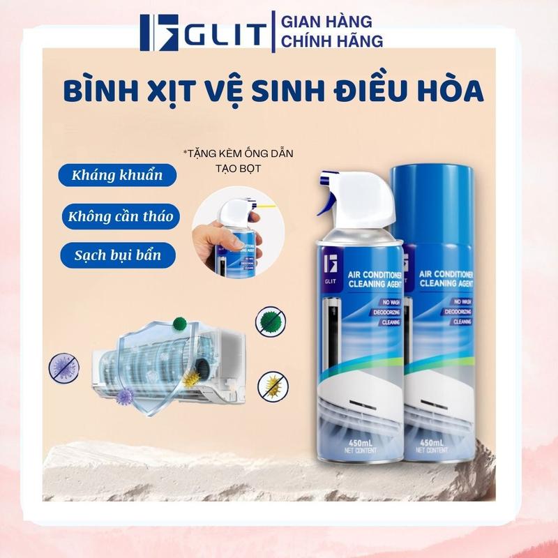 {GLIT} Chai Xịt Làm Sạch Điều Hòa Diệt Khuẩn Khử Mùi Tiết Kiệm Điện và Lưu Hương Thơm Tự Nhiên Gia Đình và Văn Phòng Phù Hợp Mọi Điều Hòa, Làm Sạch Nhanh Chóng Tiện Lợi