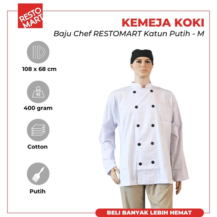 Gambar Seragam Chef / Baju Chef / Kemeja Koki Lengan Panjang Putih RESTOMART Katun Berkualitas (1394169) - Puith, S dari Restomart Kitchen Solution Kota Administrasi Jakarta Pusat 5 Tokopedia