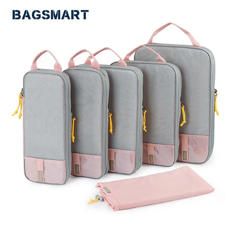BAGSMART 6 Pcs Kiub Penganjur Kembara - Set Penyusun Bagasi Boleh Mampat | Beg dalam Beg untuk Pakaian | Aksesori Travel Uniseks