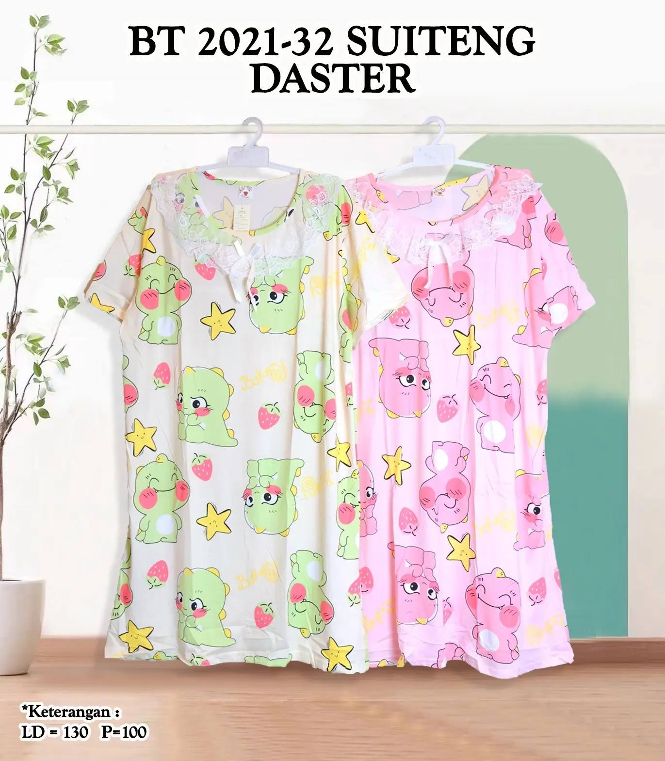 Piyama Daster Wanita Ukuran Jumbo  LD 130-150 Kualitas Bahan Spandek Premium Motif Abstrak Corak Pita Renda Bumil Friendly Muat sampai BB 100 kg