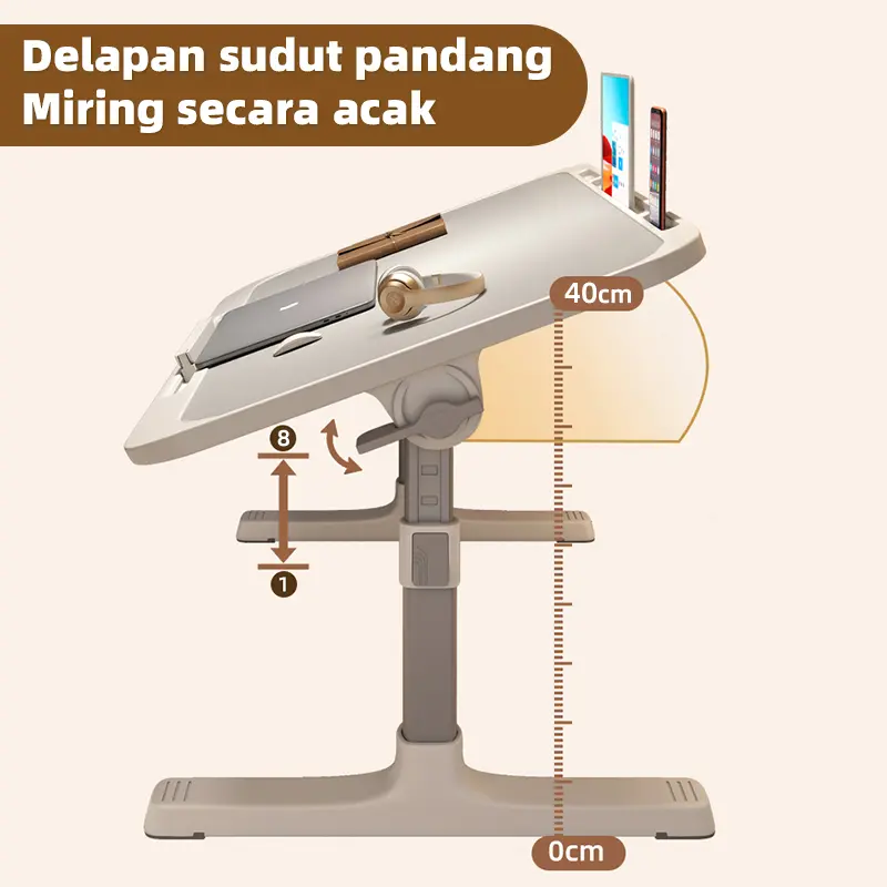 MeHaa Meja Laptop Lipat Aluminium 60 40cm, Adjustable 8 Level, 4 Kemiringan, Multifungsi untuk Belajar & Kerja, Desain Modern, Ringan & Kokoh - Furniture - Puith&Gray