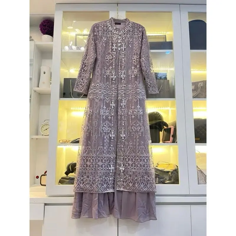 Gamis brokat terbaru 2025 mewah kekinian / gamis lebaran 2025 model gamis terbaru / gamis pesta mewah elegan / gamis kondangan mewah terbaru 7