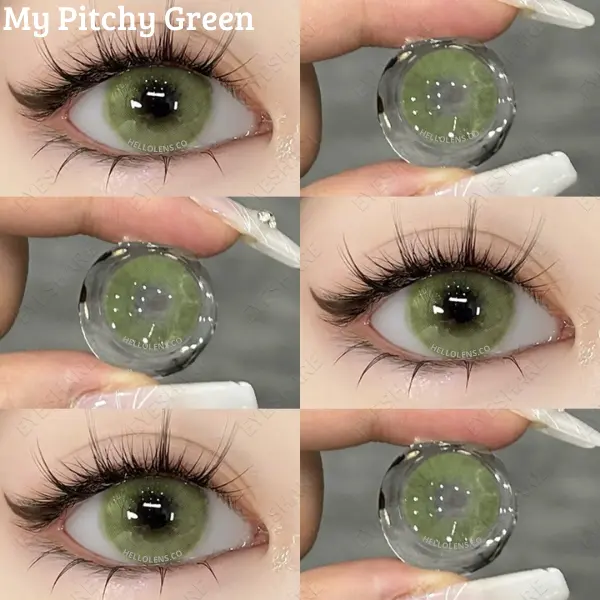 HELLOLENS MY PITCHY GREEN 14.2MM NATURAL LENS BY PINKIN - normal minus