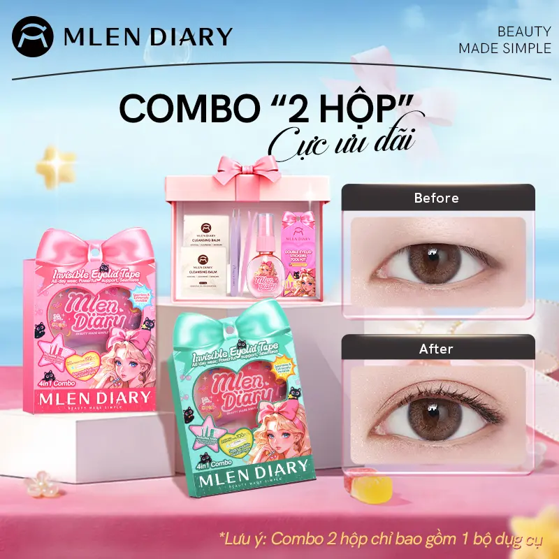 Mlen Diary - Miếng Dán Kích Mí Lưới Tàng Hình Tự Nhiên Phù Hợp Cho Mọi Dáng Mắt, Nhiều Lựa Chọn Dễ Dùng Cho Người Mới Bắt Đầu- Kích Mí Không Gây Lộ, Tự Nhiên Cả Khi Không Makeup