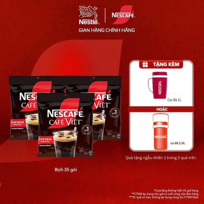 Nestlé VN Combo 3 Bịch Cà phê đen hòa tan NESCAFÉ Café Việt (Bịch 35 gói x 16g)-ST