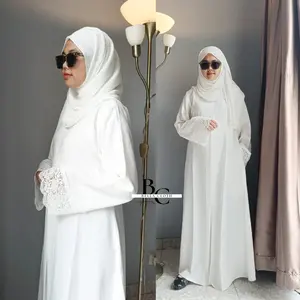 Abaya Raline - Abaya Putih Hitam Polos syari untuk umroh dan haji - Abaya turki -Dress Muslimah Remaja dewasa Kekinian Terbaru