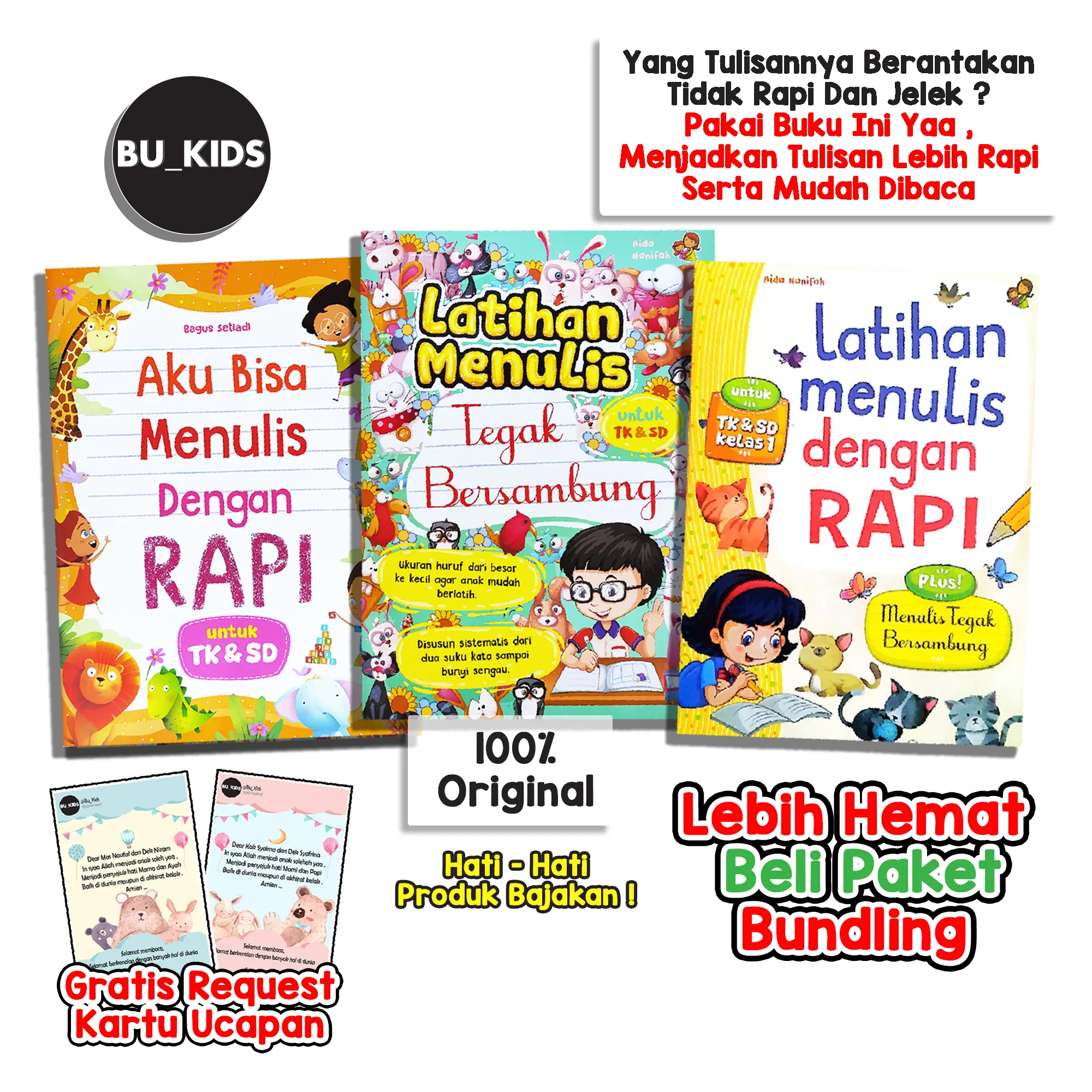 Buku Belajar Menulis Dengan Rapi Tegak Bersambung Anak TK & PAUD Siap Masuk SD