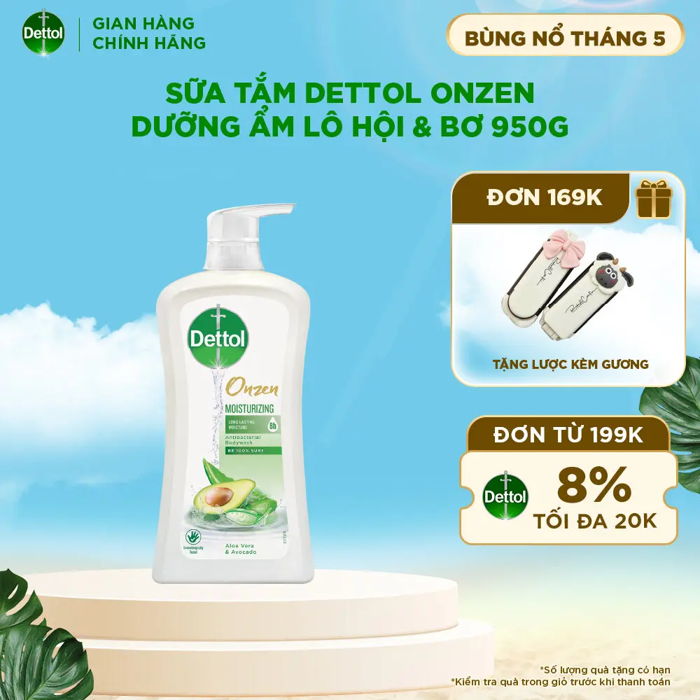 [HSD 09.2025] Sữa tắm Dettol Onzen kháng khuẩn dưỡng ẩm bơ & lô hội - chai 950g