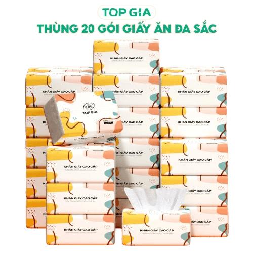 Thùng 20 Gói Giấy Đa Sắc TOPGIA Bột Giấy Nguyên Sinh 4 Lớp Mềm Mịn