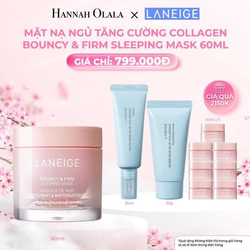 LANEIGE x HANNAH OLALA - Mặt Nạ Ngủ Laneige Bouncy & Firm Sleeping Mask 60ml tăng cường collagen và làm săn chắc da