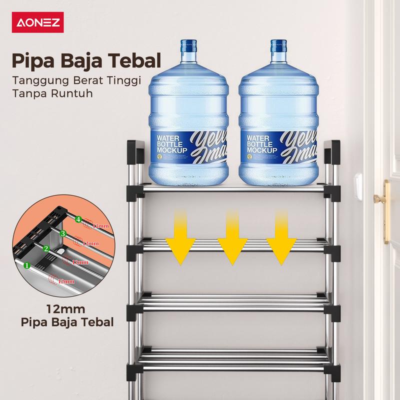 Product Introduction of 【30Hari Garansi】Aonez Rak sepatu dan topi anti debu Rak Gantungan Baju Stand Hanger Rak Sepatu Penyimpanan Jaket Topi Rak Jemuran Baju Rak Sepatu Sandal Rak 7