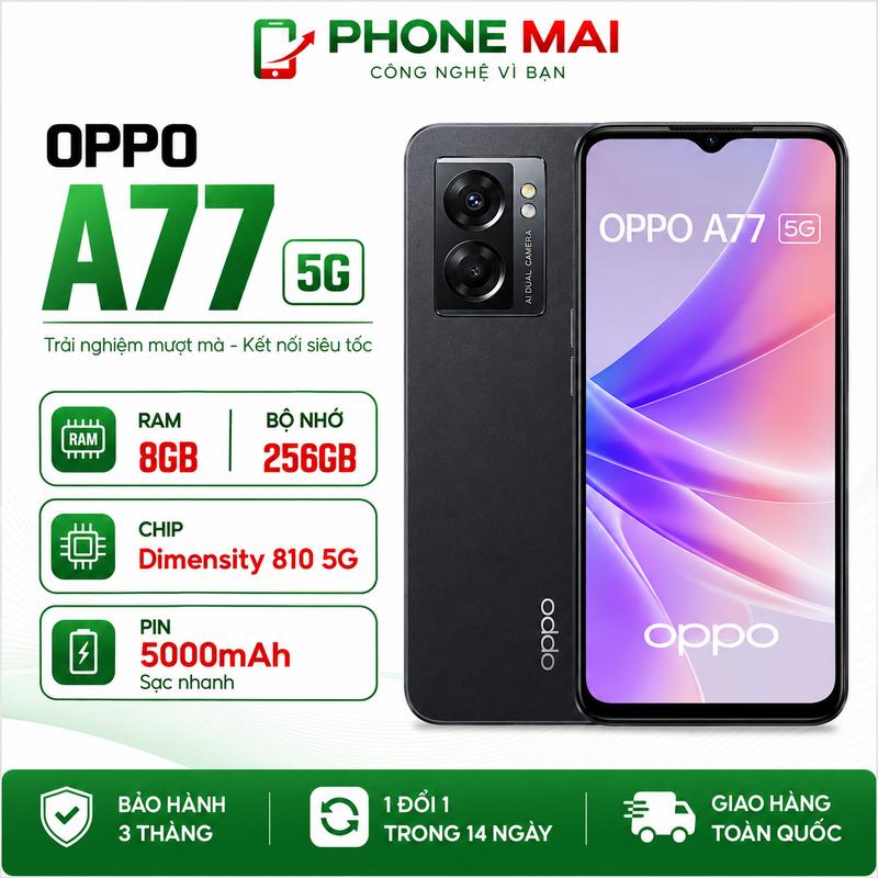 /2nd hand/ Điện thoại OPPO A77 5G Ram 8GB/256GB Loa Kép, Màn hình 6.56" HD+ 90Hz Camera 48MP Pin 5000mAh