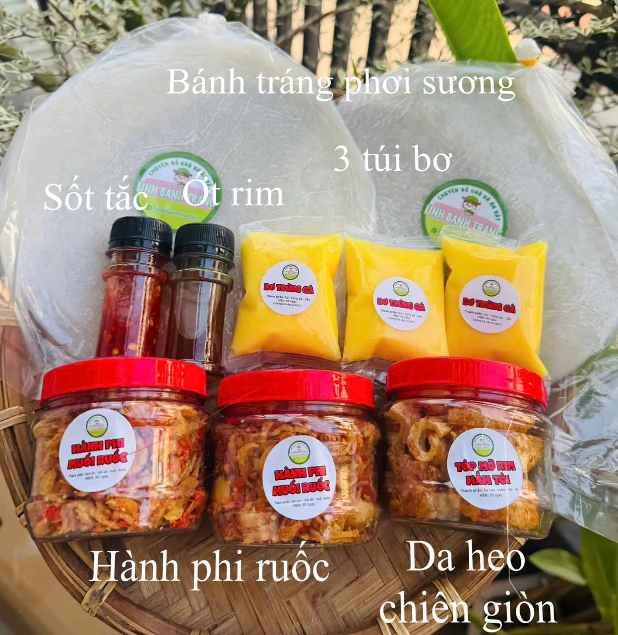 [ 99k FREESESHIP ] Bánh tráng phơi sương, hành phi ruốc, tóp mỡ , bơ, sốt tắc, ớt rim Nước Sốt Gia Vị