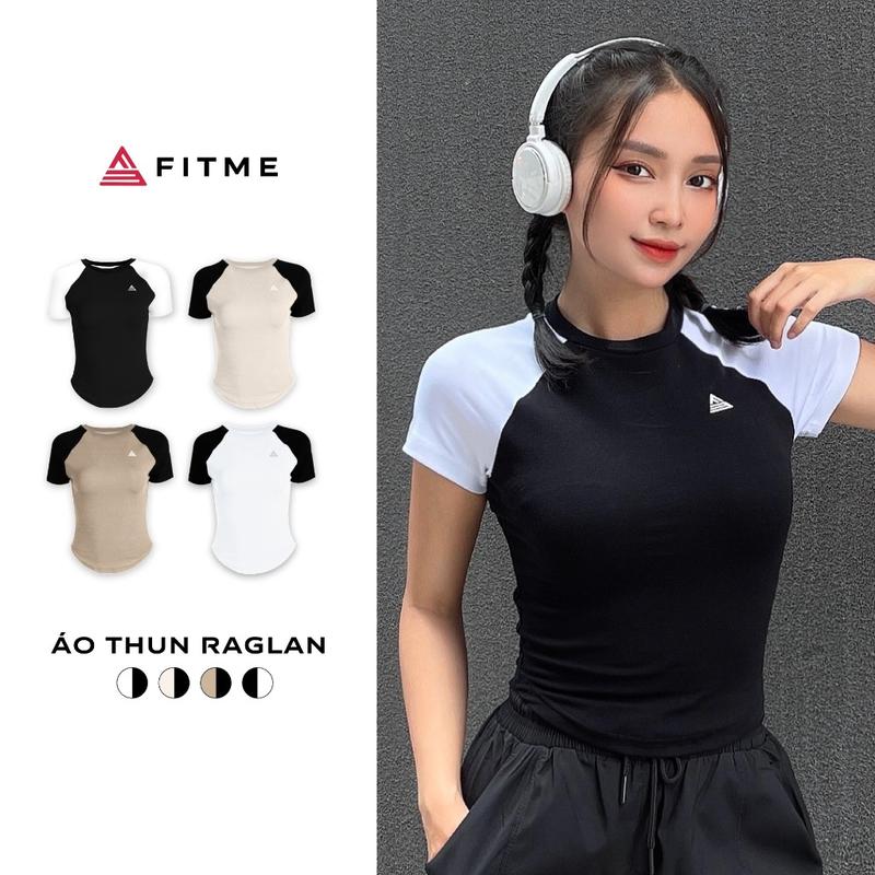 Áo tập gym yoga Fitme Cotton cổ tròn thiết kế raglan croptop ôm dáng thoải mái ATNRL