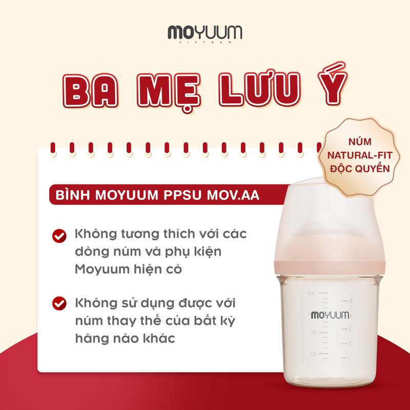 Núm ty Moyuum Mov.aa thay thế chính hãng Hàn Quốc cho bé (chỉ lắp được bình Mov.aa) 2