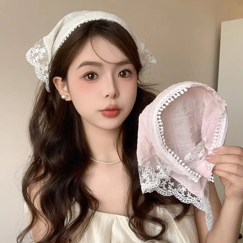 Băng Đô Ren, Phong Cách Nông Thôn Mới, Nữ Tính Và Thanh Lịch, Ngọt Ngào Và Dễ Thương, Khăn Quàng Tam Giác, Phụ Kiện Tóc Thời Trang, Với Thiết Kế Ren Tay Voi Voan, Thích Hợp Cho Chụp Ảnh Đi Chơi Mùa Xuân, Nữ Tính Và Thanh Lịch