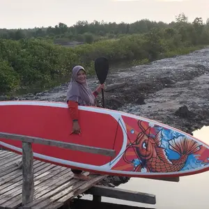 Papan selancar dewasa papan dayung tiup Funkater Stand Up Paddle Board Papan dayung melebar SUP renang pemula luar ruangan orang tua-anak papan dayung tunggal dan ganda koi merah standup inflatable paddle board surfboards
