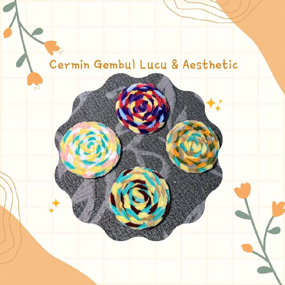 cermin aesthetic 4 warna motif spiral, beli 3 gratis 1 buah cermin