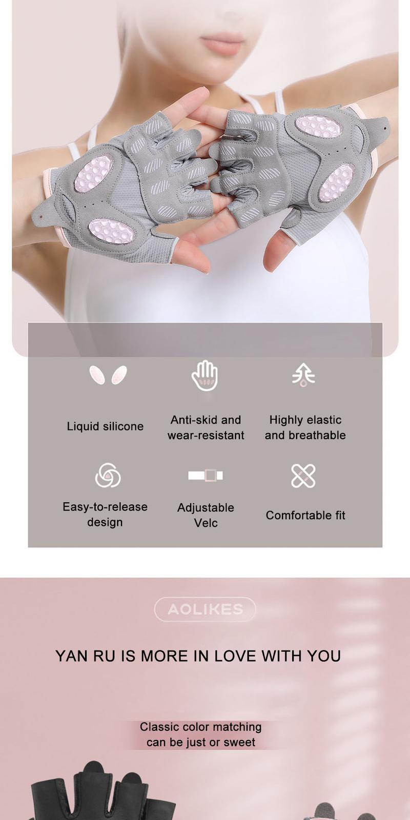 Product Introduction of Găng Tay Nửa Ngón Thể Dục, AOLIKES, 1 Cặp, Dùng Cho Cử Tạ Và Tạ, Găng Tay Tập Tay, Tập Luyện Tập Gym, Lòng Bàn Tay Thanh Tạ, Chống Trượt Và Chống Sốc, Găng Tay Thể Thao Chống Trơn Nam 23