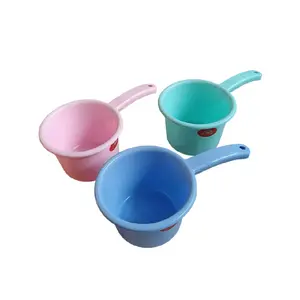 Gayung Mini / Gayung Mandi Kecil dengan Bahan Tebal Warna Cerah Motif Cantik T 10 cm L 14 cm P Gagang 11 cm Warna Pink Biru Hijau