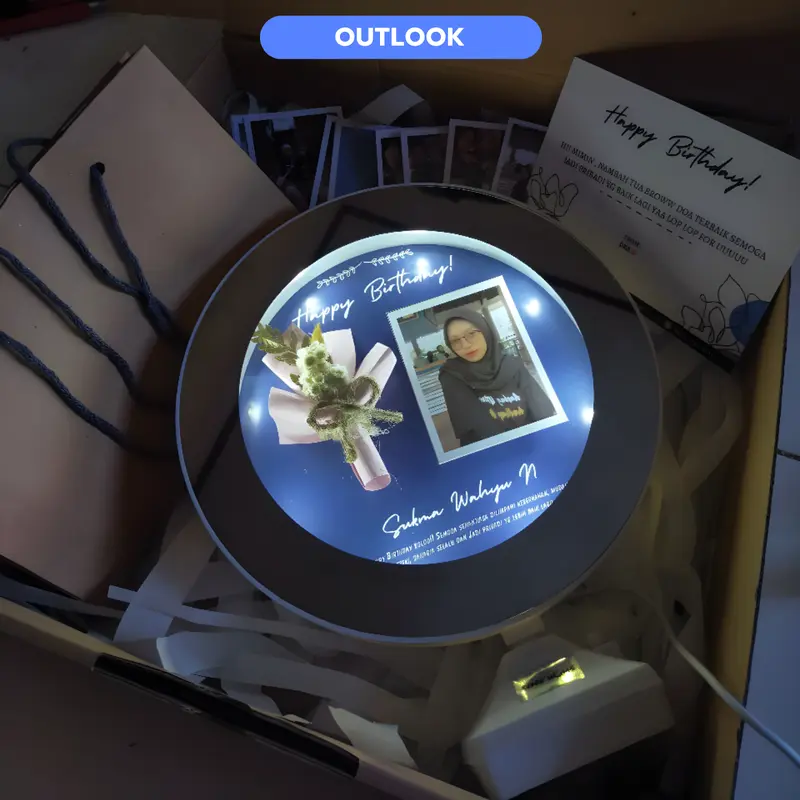 KADO CERMIN CUSTOM [TEMA WARNA BIRU] LUCU UNIK mood lamp untuk Souvenir Pernikahan, Ulang Tahun Wisuda, dan Kado Valentine Gift Foto Hadiah 4
