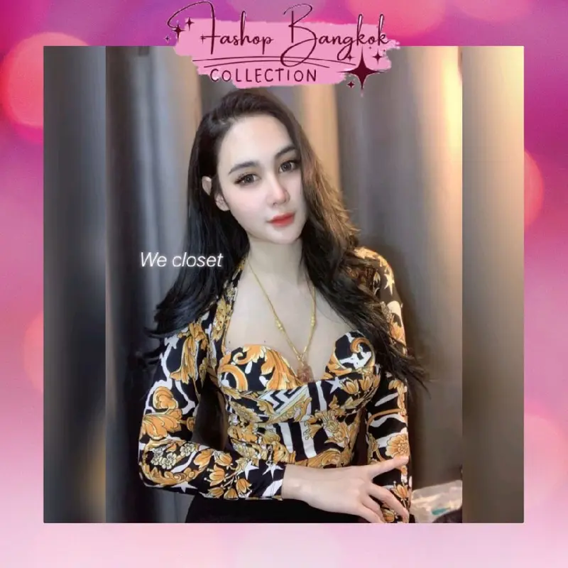 Bodysuit Atasan Lengan Panjang/Pendek Wanita Bangkok - 7 4