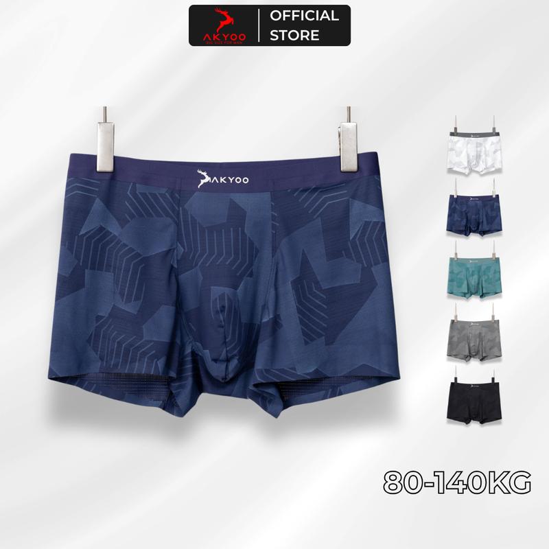  Quần sịp boxer big size nam AKYOO 80-140kg quần lót hoạ tiết 5 màu lựa chọn tùy ý mỏng nhẹ co giãn 4 chiều thoáng mát có lớp vải kháng khuẩn Menswear Quần Boxer 