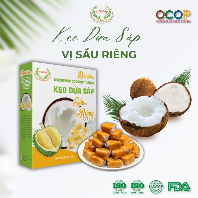  Kẹo dừa sáp VICOSAP vị sầu riêng phô mai kem cà phê muối kẹo mềm dẻo ít đường đặc sản Trà Vinh - Ăn Vặt Candy Snack Food 