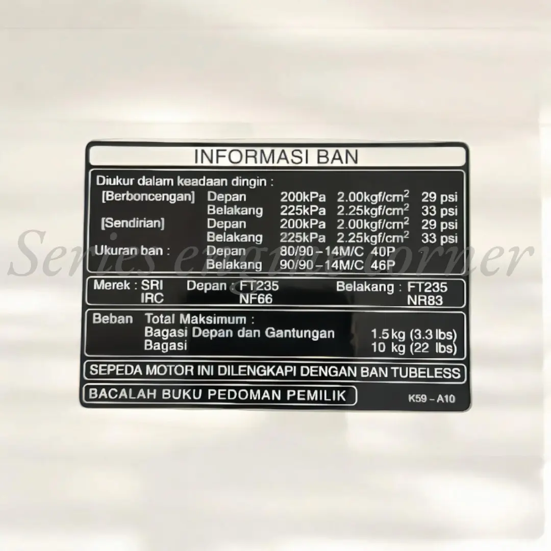 stiker label tekanan ban beat vario matic stiker dashboard