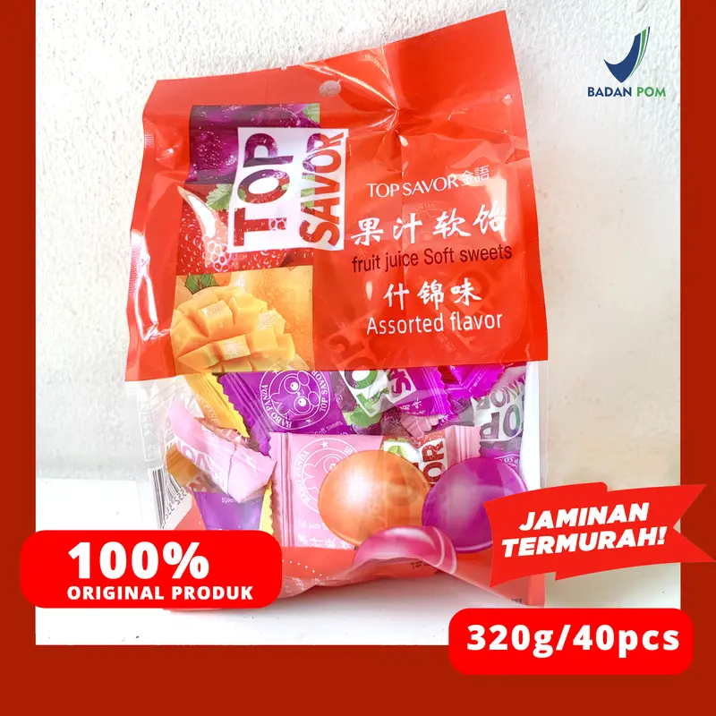 PERMEN JELI TOP SAVOR FRUIT JUICE SOFT SWEETS ANEKA RASA 320G 0