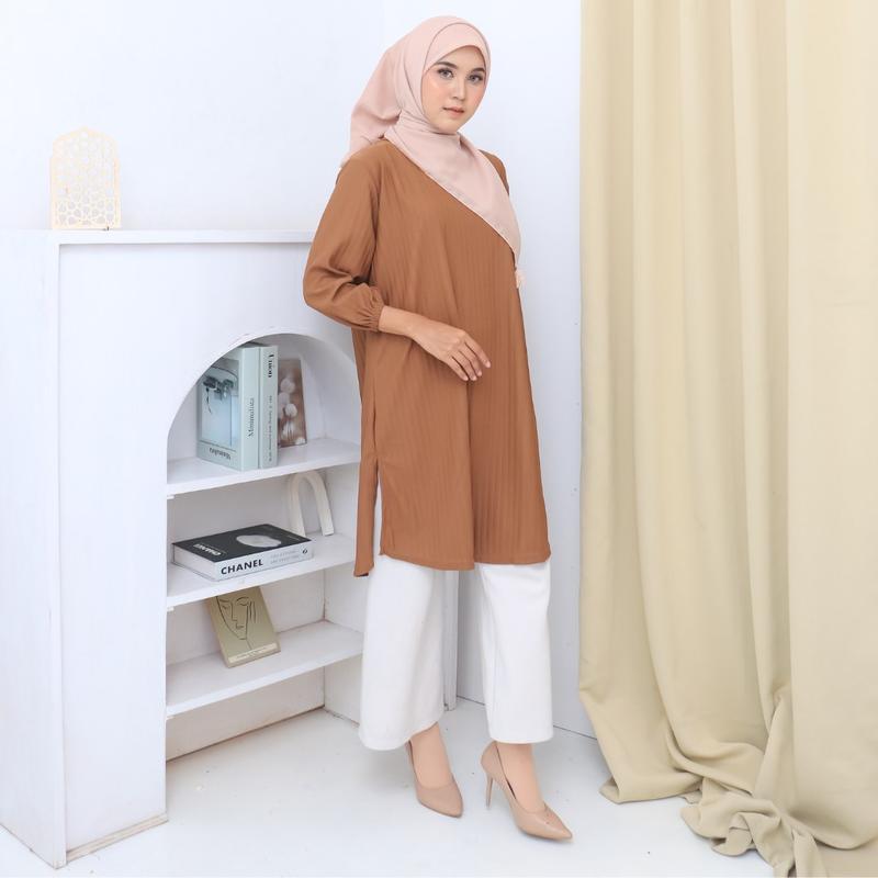 Mera tunik knit model terbaru lebaran mewah - belah samping 2
