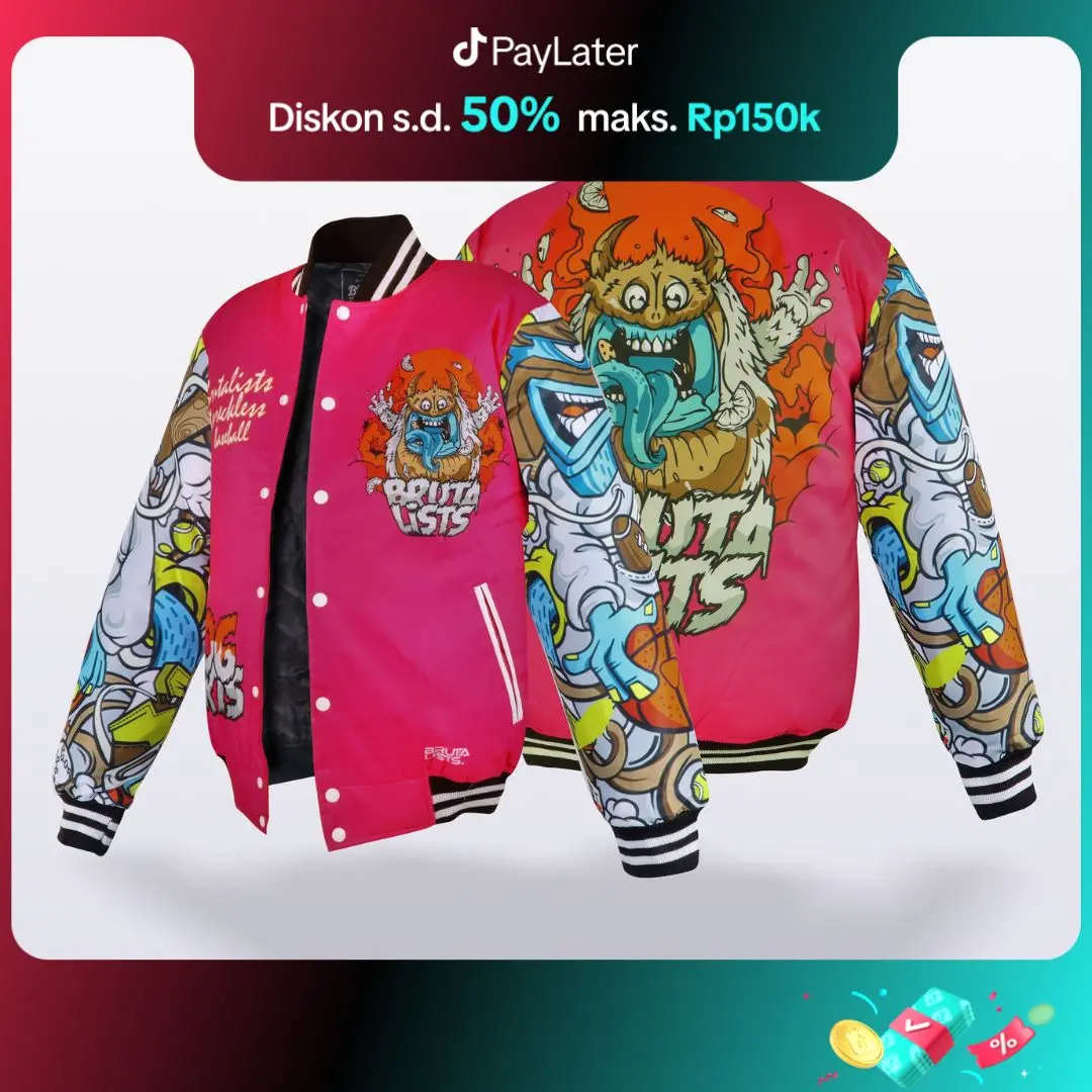 Jaket Baseball Varsity jacket Pria Wanita Printing BVP002 Brutalists vintage