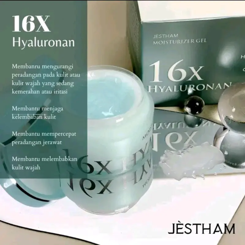 JESTHAM Moisturizer Gel 16X Hyaluronan  - pelembab wajah untuk mencerahkan dan menghaluskan 1