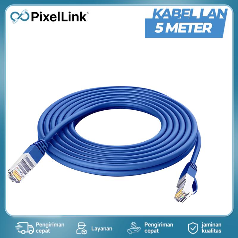 Kabel LAN UTP 5 meter konektor RJ45 kabel Cat 5e konektor komputer ...