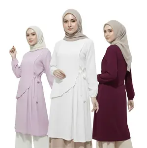 YUKANATA.ID - Tunik Qinara Elegan Ruffle Anggun Modern Simple Stylish Fashion Muslimah Kekinian Matterial Crinkle Airflow