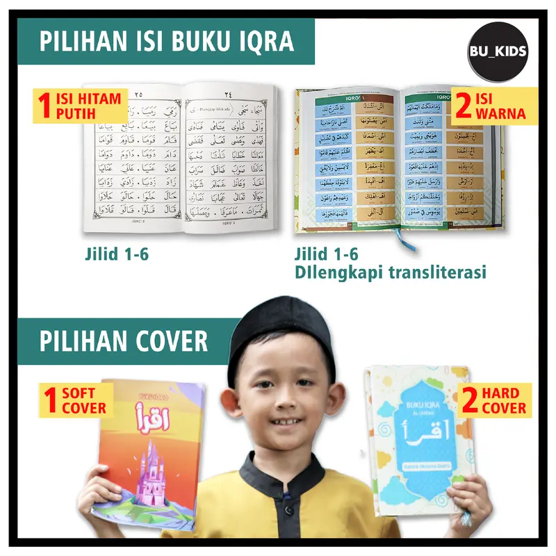 Buku Iqro Anak Berwarna Custom Nama Foto Hard Cover Soft Cover Karakter Anak Laki 4