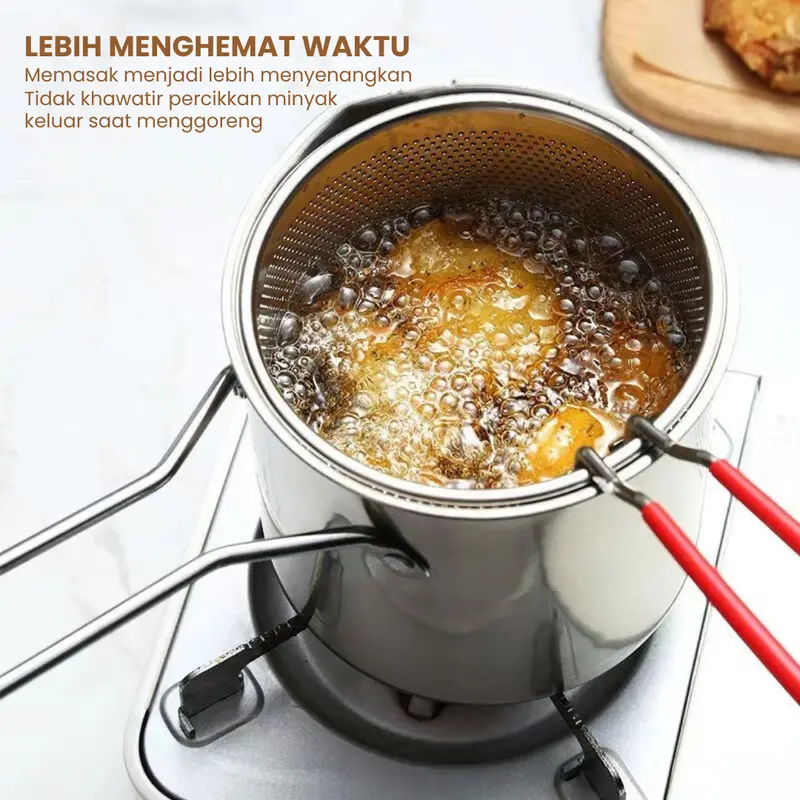 [GRATIS TATAKAN] Funnycook 4 in 1 Mini Deep Fryer Panci Penggorengan Kentang Saringan Minyak dan Capitan Makanan Multifungsi Kitchenware 4
