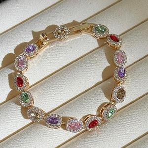 Gelang Berlian Berkilauan, Warna Pastel Berwarna-warni, Untuk Wanita, Ultra Indah dan Elegan, Mewah Tinggi, Dopamine Mampu Milik, Serba guna, Barang Kemas Gelang