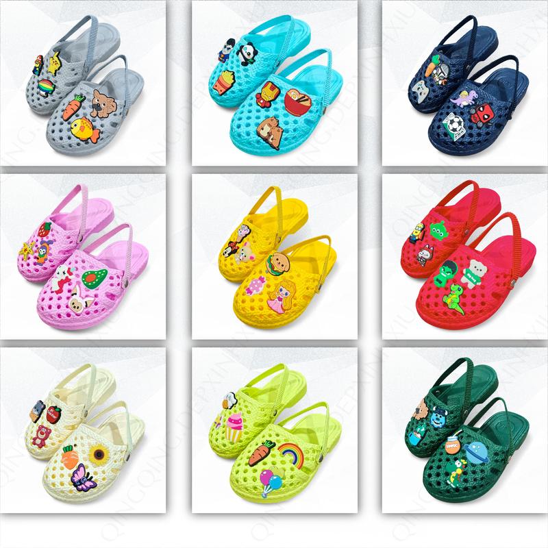  Dép tổ ong bít đầu kèm Sticker có quai cho bé dép tập đi siêu nhẹ - Nhiều màu 