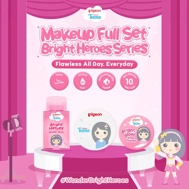 PIGEON TEENS MAKEUP FULL SET | Makeup Kit Remaja| Bedak dan Micellar Water Remaja| Untuk Semua Jenis Kulit 1