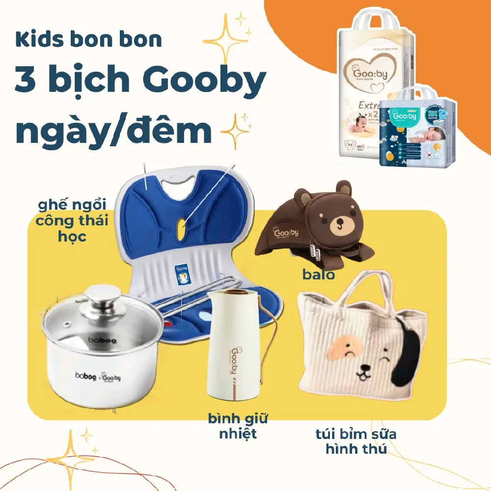 (COMBO 3 BỊCH NGÀY/ĐÊM) bỉm gooby + quà