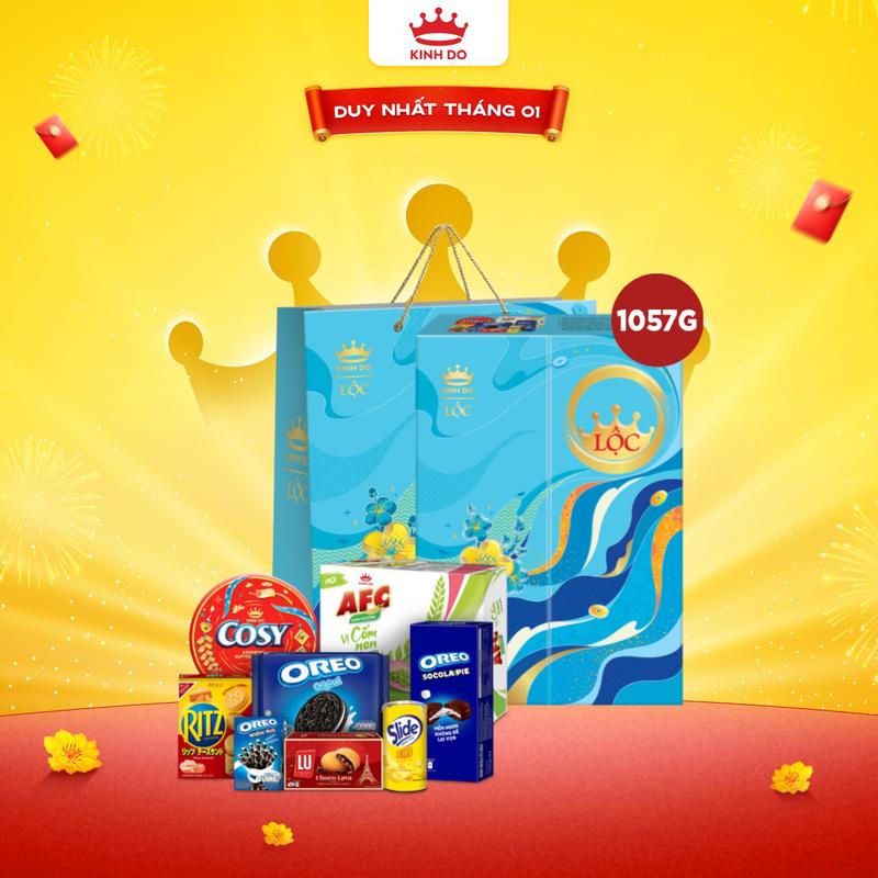 CÓ TÚI GIẤY Hộp Bánh Cao Cấp Kinh Đô Tết 2026 Lộc Cát Tường 1,057g