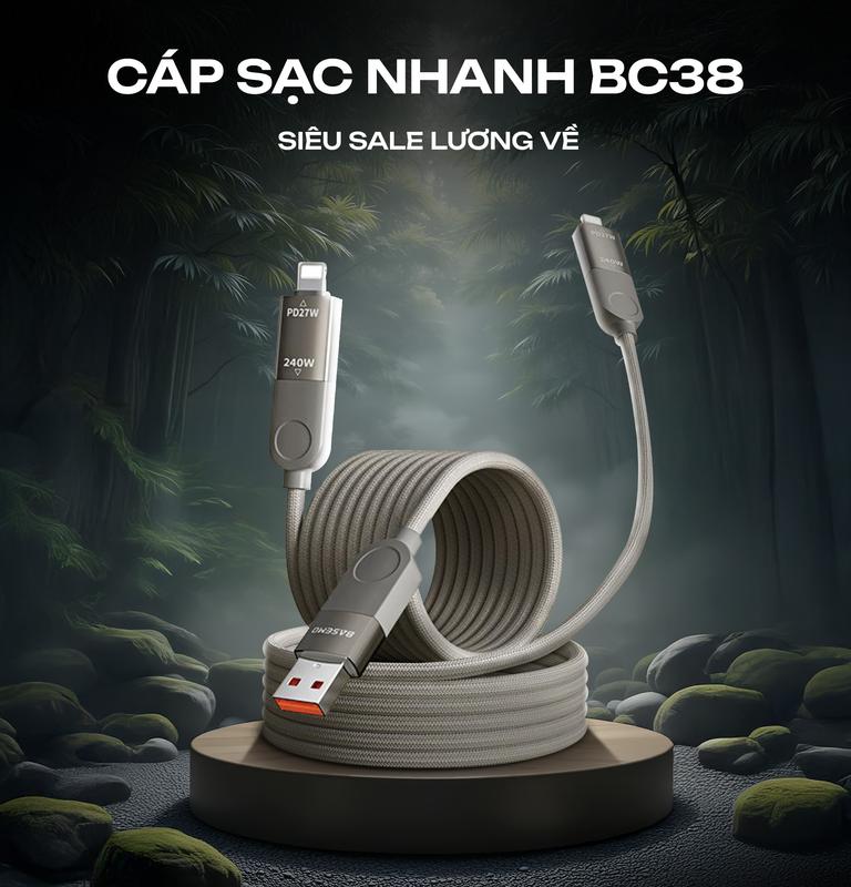 ( Live Doãn Chí Kiên ) Dây Sạc Từ Tính 4in1 65W Chính Hãng BASEMO By Bonne TECHNOLIGIQUE, Dây Sạc Nhanh 65W Cho Iphone, Dây Sạc Nhanh Từ Tính 4in1 Chính Hãng Sạc Cho Điện Thoại, Máy Tính, Bảo Hành Chính Hãng 12 Tháng