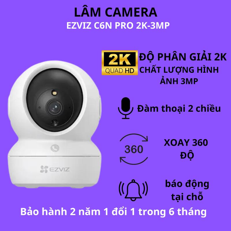 TOP BÁN CHẠY Camera wifi ezviz C6N PRO độ phân giải 2K-3M và 3K-5M Có đèn LED cảnh báo Xoay 360 độ chụp ảnh báo về điện thoại loa mic đàm thoại 2 chiều tại LÂM CAMERA mua 1 camera tặng 1 chân đế
